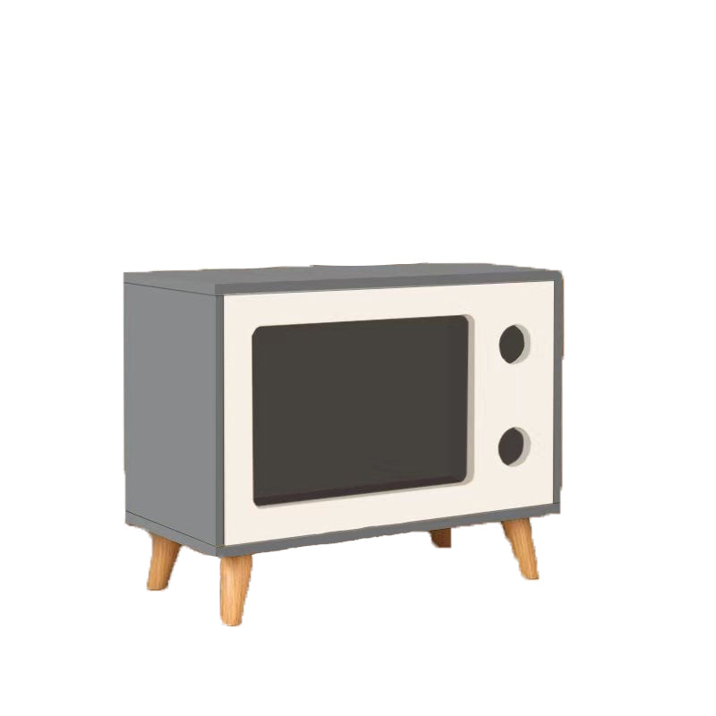 Contemporary Creative TV Shape MDF Solid Wood Nightstand 1-Tier For Bedroom