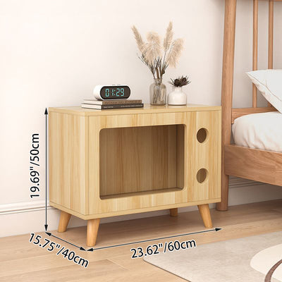 Contemporary Creative TV Shape MDF Solid Wood Nightstand 1-Tier For Bedroom