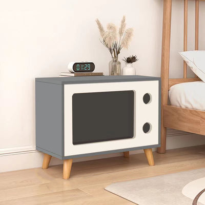 Contemporary Creative TV Shape MDF Solid Wood Nightstand 1-Tier For Bedroom