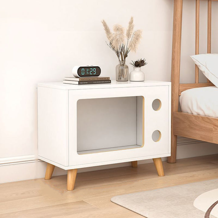 Table de chevet moderne et créative en MDF et bois massif, forme TV, 1 niveau pour chambre à coucher 