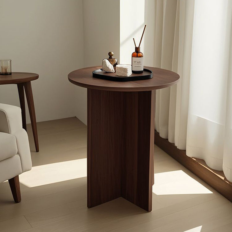 Contemporary Simplicity Round Solid Wood Compressed Particle Board Side Table 1-Tier For Living Room