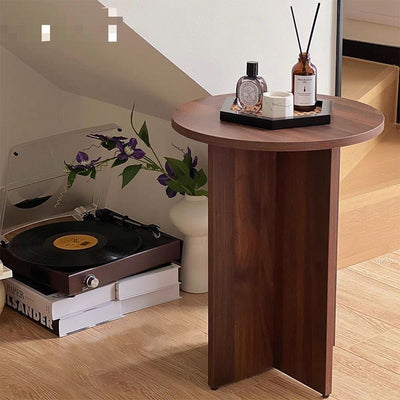 Contemporary Simplicity Round Solid Wood Compressed Particle Board Side Table 1-Tier For Living Room