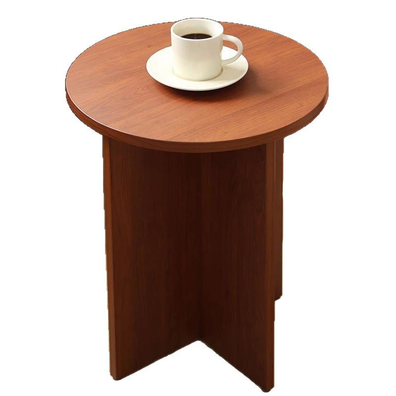Contemporary Simplicity Round Solid Wood Compressed Particle Board Side Table 1-Tier For Living Room