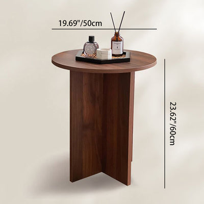 Contemporary Simplicity Round Solid Wood Compressed Particle Board Side Table 1-Tier For Living Room