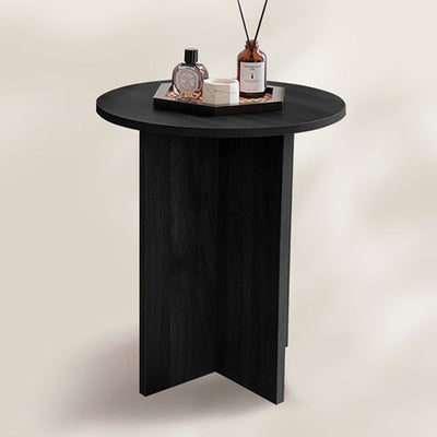 Contemporary Simplicity Round Solid Wood Compressed Particle Board Side Table 1-Tier For Living Room