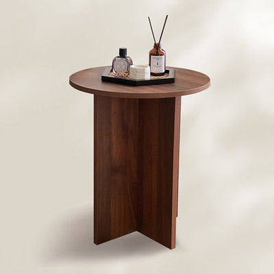 Contemporary Simplicity Round Solid Wood Compressed Particle Board Side Table 1-Tier For Living Room