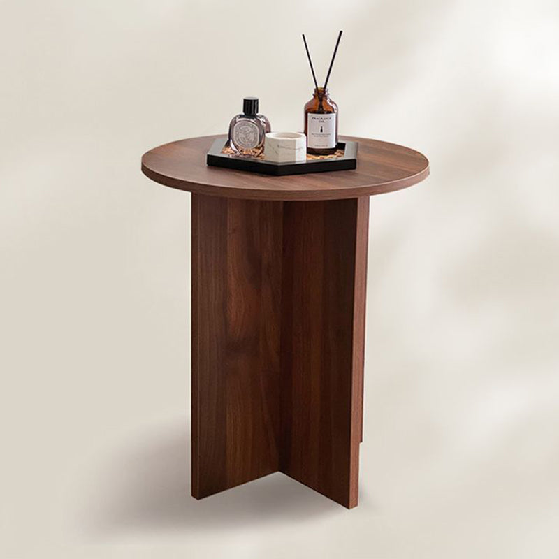 Contemporary Simplicity Round Solid Wood Compressed Particle Board Side Table 1-Tier For Living Room