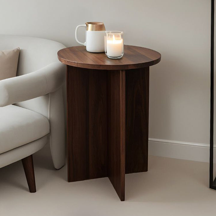 Contemporary Simplicity Round Particle Board Side Table 1-Tier For Living Room
