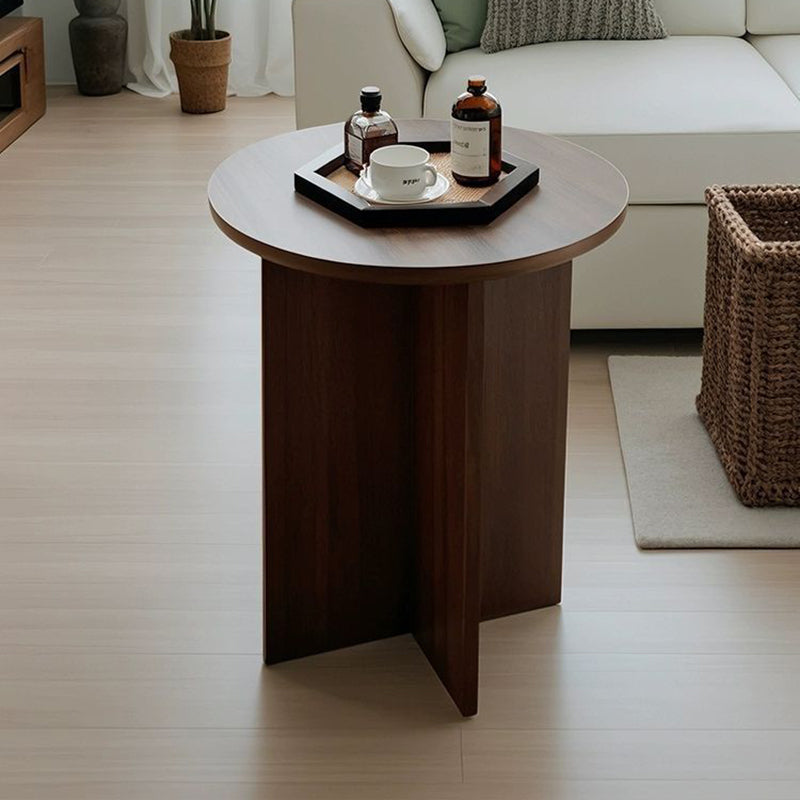 Contemporary Simplicity Round Solid Wood Compressed Particle Board Side Table 1-Tier For Living Room
