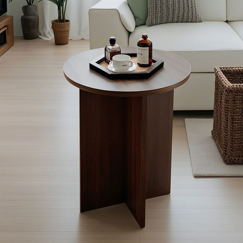 Contemporary Simplicity Round Solid Wood Compressed Particle Board Side Table 1-Tier For Living Room