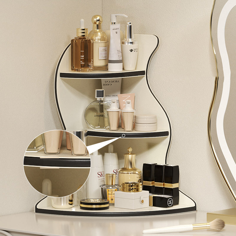 Contemporary Scandinavian Wavy Curved Shape MDF PU Leather Corner Shelf Unit 3-Tier For Living Room