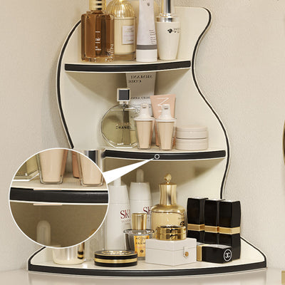 Contemporary Scandinavian Wavy Curved Shape MDF PU Leather Corner Shelf Unit 3-Tier For Living Room