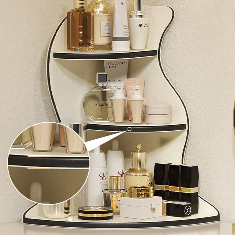 Contemporary Scandinavian Wavy Curved Shape MDF PU Leather Corner Shelf Unit 3-Tier For Living Room