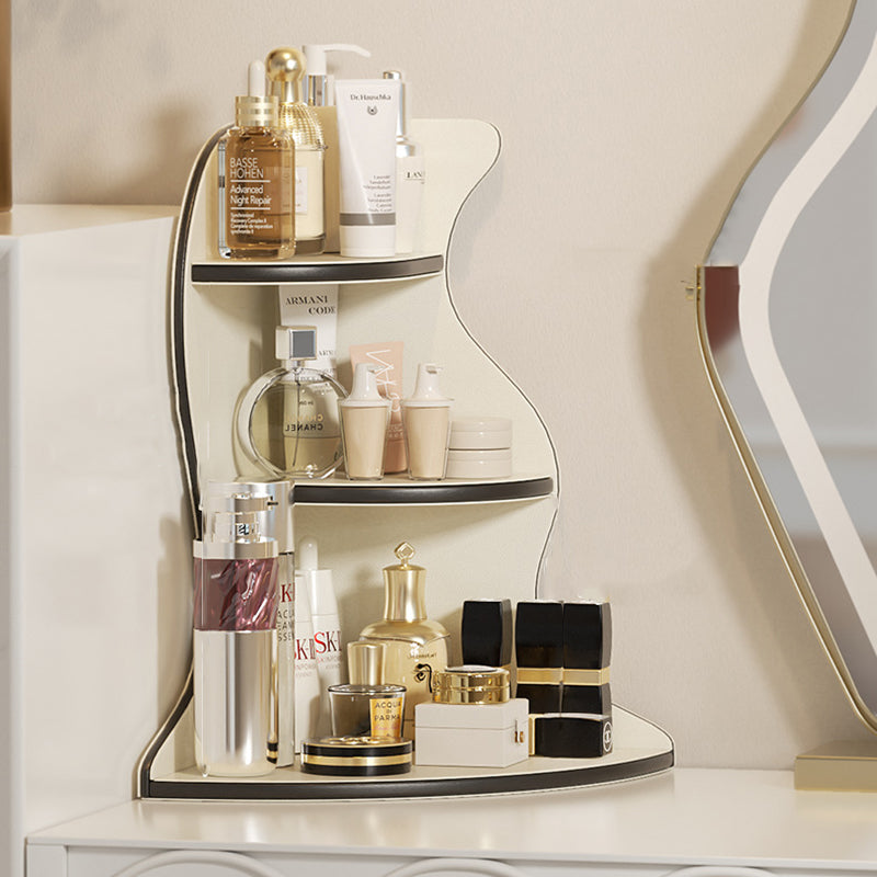 Contemporary Scandinavian Wavy Curved Shape MDF PU Leather Corner Shelf Unit 3-Tier For Living Room