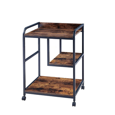 Modern Minimalist Rectangular MDF Iron Movable Reversible Middle Shelf Side Table 3-Tier For Living Room