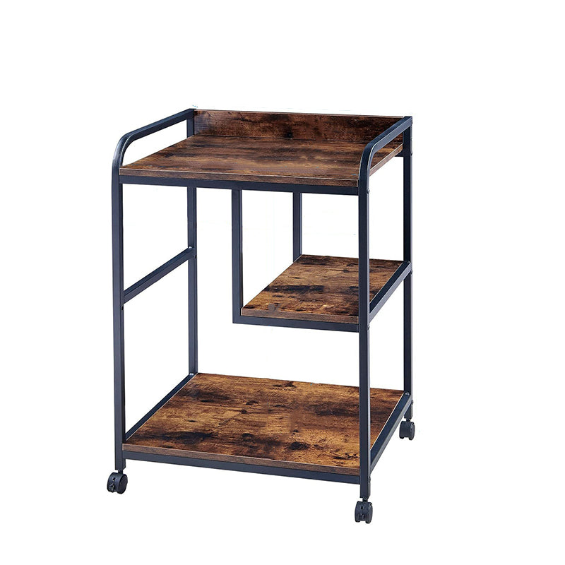 Modern Minimalist Rectangular MDF Iron Movable Reversible Middle Shelf Side Table 3-Tier For Living Room