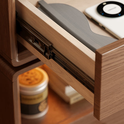 Contemporary Creative Kids Mouse Shape Rubberwood Pine Wood Swivel Nightstand 2-Drawer For Bedroom