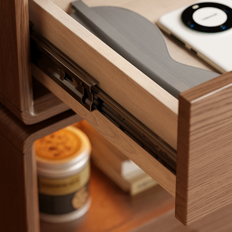 Contemporary Creative Kids Mouse Shape Rubberwood Pine Wood Swivel Nightstand 2-Drawer For Bedroom