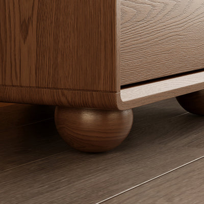 Contemporary Creative Kids Mouse Shape Rubberwood Pine Wood Swivel Nightstand 2-Drawer For Bedroom