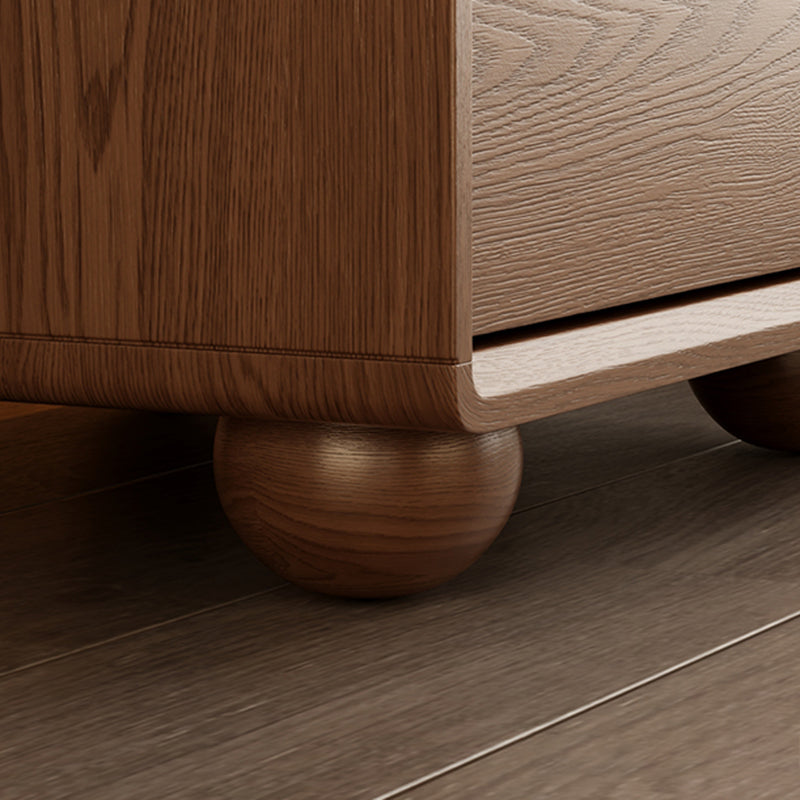 Contemporary Creative Kids Mouse Shape Rubberwood Pine Wood Swivel Nightstand 2-Drawer For Bedroom