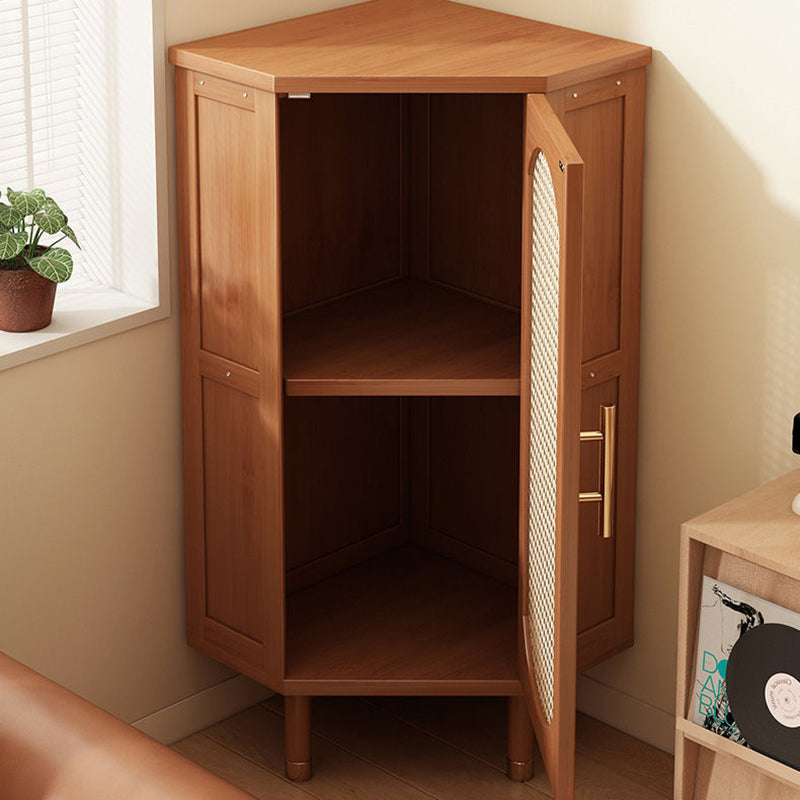 Modern Minimalist Triangle Rectangular Nan Bamboo Glass Fiberboard Weaving Corner Storage Cabinet 1-Drawer For Bedroom