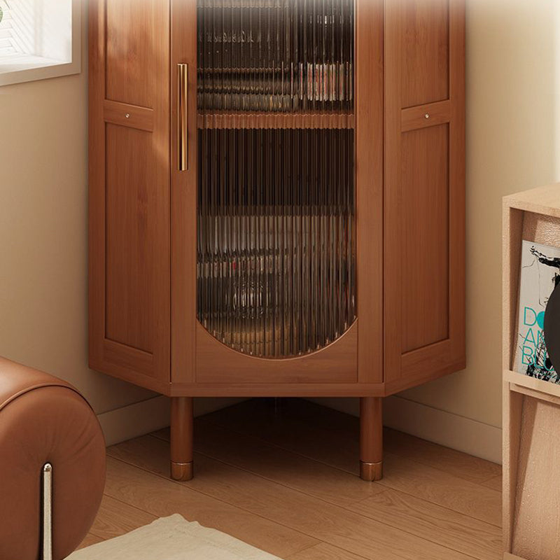 Modern Minimalist Triangle Rectangular Nan Bamboo Glass Fiberboard Weaving Corner Storage Cabinet 1-Drawer For Bedroom