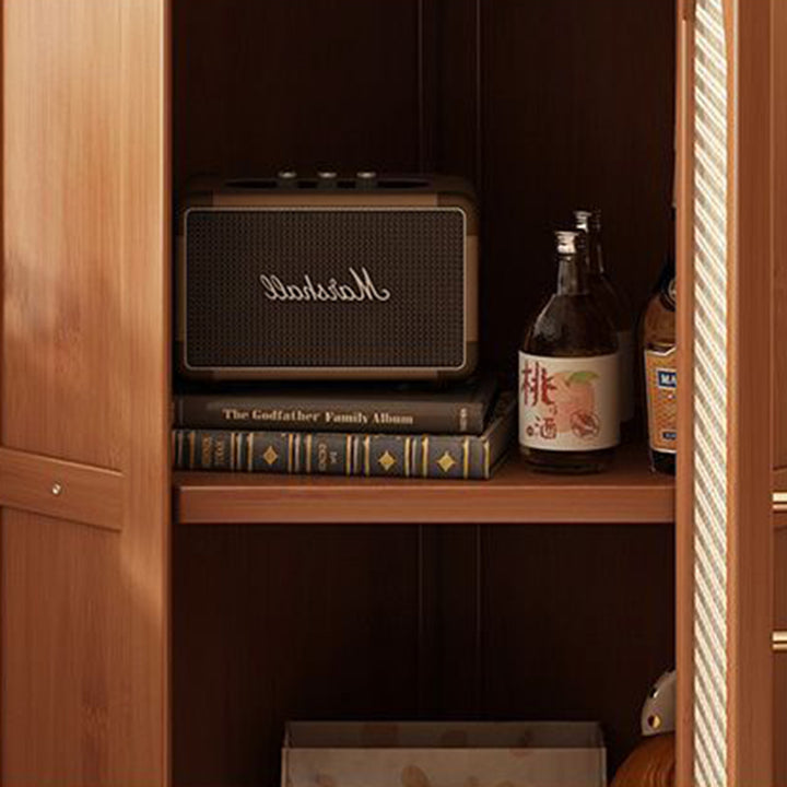 Modern Minimalist Triangle Rectangular Nan Bamboo Glass Fiberboard Weaving Corner Storage Cabinet 1-Drawer For Bedroom
