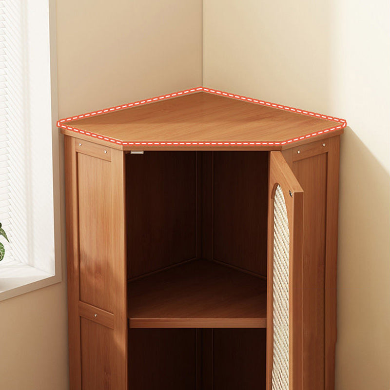 Modern Minimalist Triangle Rectangular Nan Bamboo Glass Fiberboard Weaving Corner Storage Cabinet 1-Drawer For Bedroom