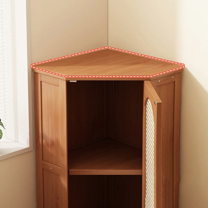 Modern Minimalist Triangle Rectangular Nan Bamboo Glass Fiberboard Weaving Corner Storage Cabinet 1-Drawer For Bedroom
