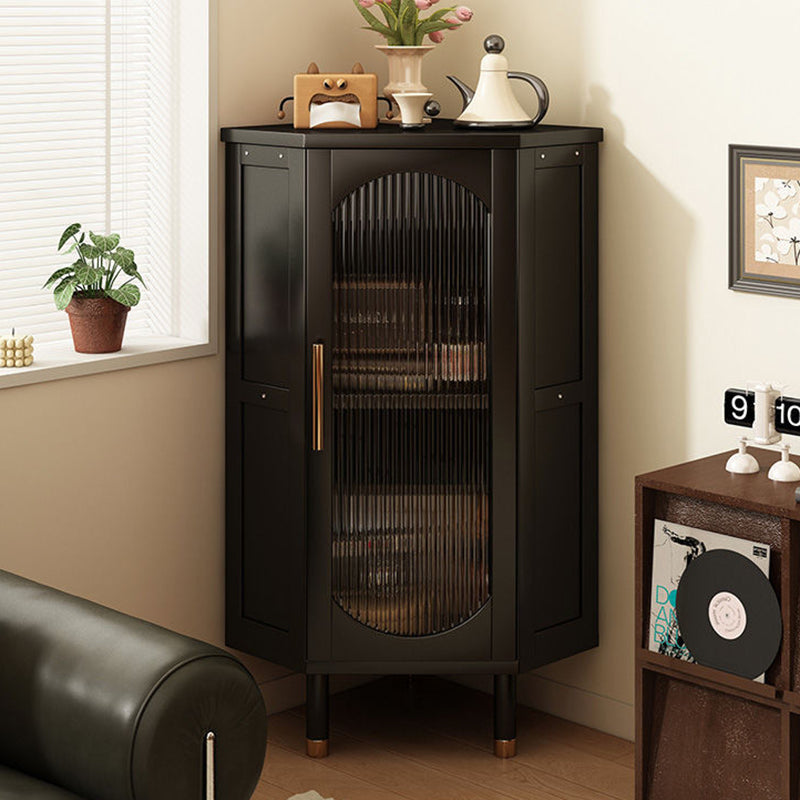 Modern Minimalist Triangle Rectangular Nan Bamboo Glass Fiberboard Weaving Corner Storage Cabinet 1-Drawer For Bedroom