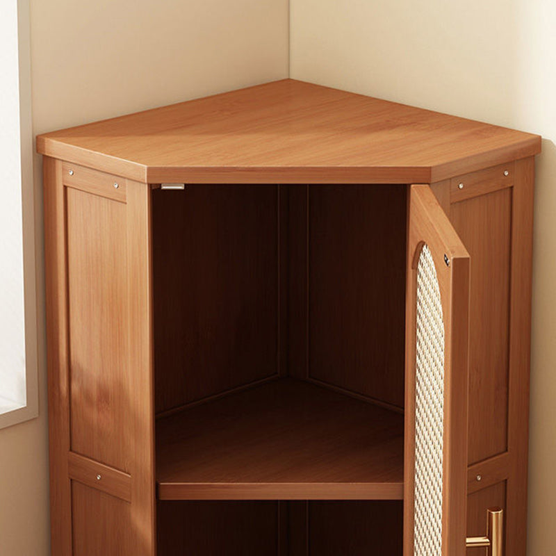 Modern Minimalist Triangle Rectangular Nan Bamboo Glass Fiberboard Weaving Corner Storage Cabinet 1-Drawer For Bedroom