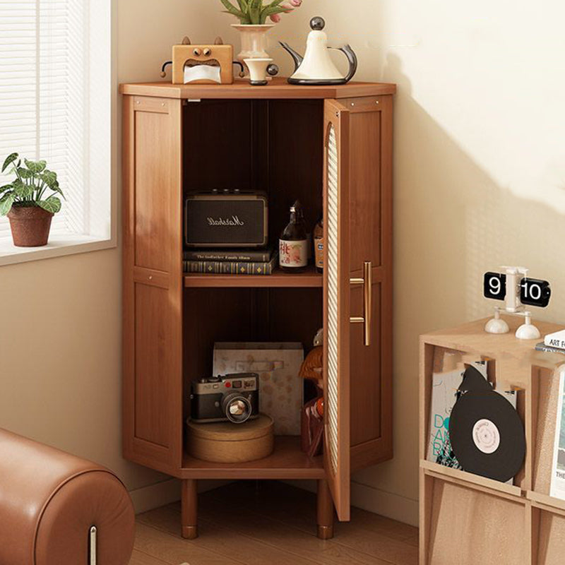Modern Minimalist Triangle Rectangular Nan Bamboo Glass Fiberboard Weaving Corner Storage Cabinet 1-Drawer For Bedroom
