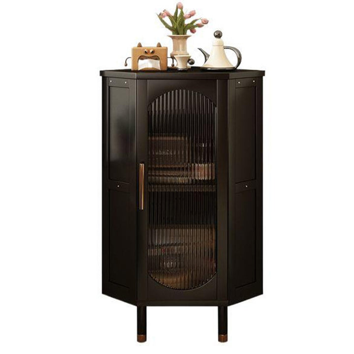Modern Minimalist Triangle Rectangular Nan Bamboo Glass Fiberboard Weaving Corner Storage Cabinet 1-Drawer For Bedroom