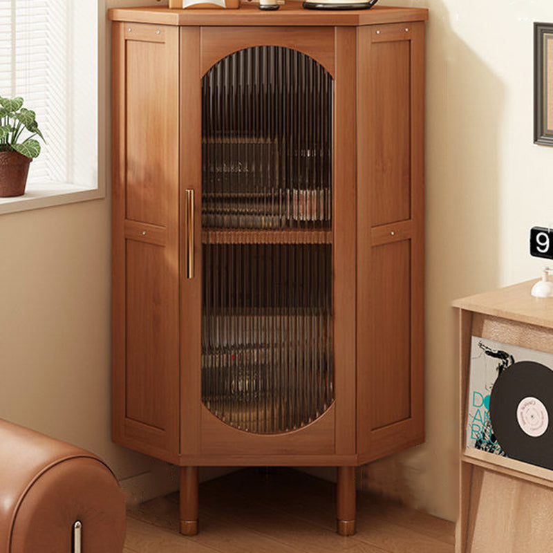 Modern Minimalist Triangle Rectangular Nan Bamboo Glass Fiberboard Weaving Corner Storage Cabinet 1-Drawer For Bedroom
