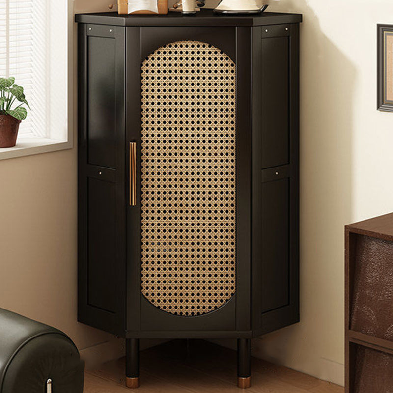 Modern Minimalist Triangle Rectangular Nan Bamboo Glass Fiberboard Weaving Corner Storage Cabinet 1-Drawer For Bedroom