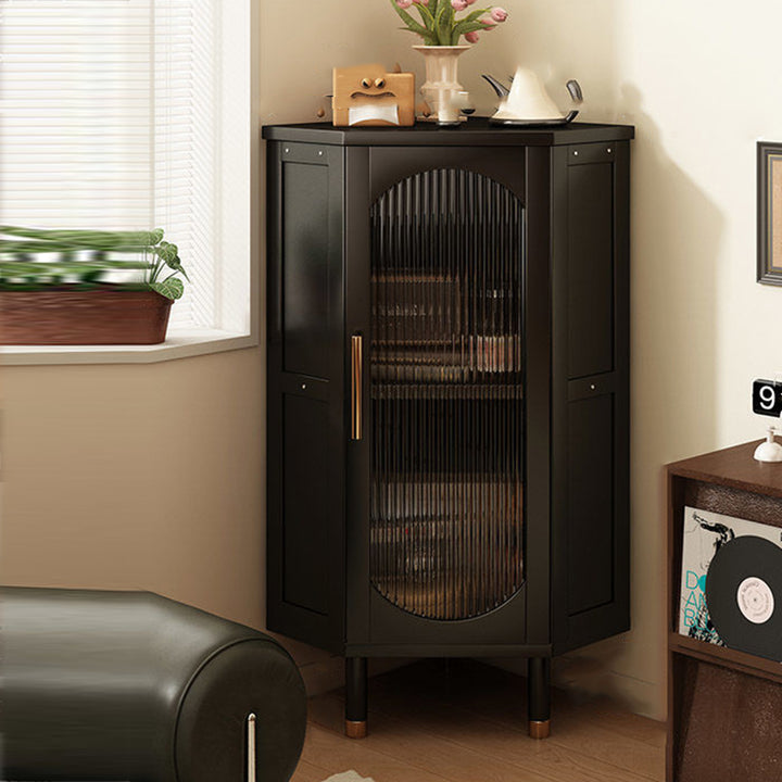 Modern Minimalist Triangle Rectangular Nan Bamboo Glass Fiberboard Weaving Corner Storage Cabinet 1-Drawer For Bedroom