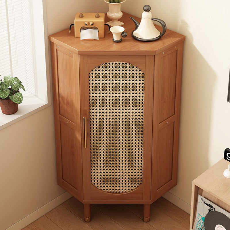 Modern Minimalist Triangle Rectangular Nan Bamboo Glass Fiberboard Weaving Corner Storage Cabinet 1-Drawer For Bedroom