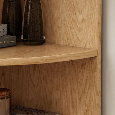 Modern Minimalist Double-Arched Shape Eco-friendly Solid Wood Board Corner Shelf Unit 5-Tier For Living Room