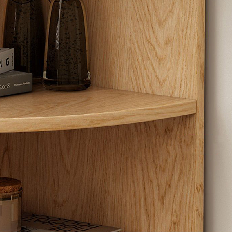 Modern Minimalist Double-Arched Shape Eco-friendly Solid Wood Board Corner Shelf Unit 5-Tier For Living Room