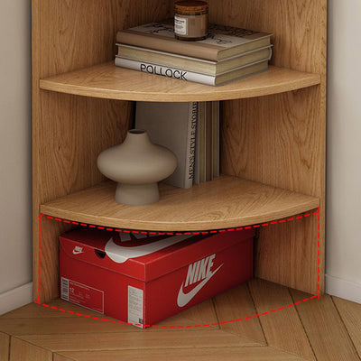 Modern Minimalist Double-Arched Shape Eco-friendly Solid Wood Board Corner Shelf Unit 5-Tier For Living Room