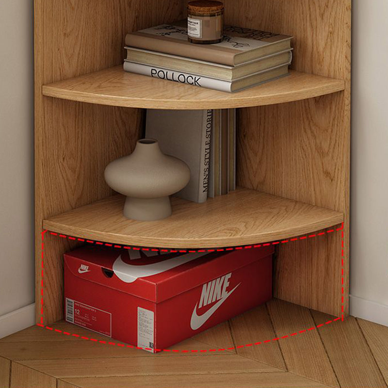 Modern Minimalist Double-Arched Shape Eco-friendly Solid Wood Board Corner Shelf Unit 5-Tier For Living Room