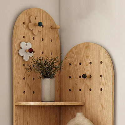 Modern Minimalist Double-Arched Shape Eco-friendly Solid Wood Board Corner Shelf Unit 5-Tier For Living Room