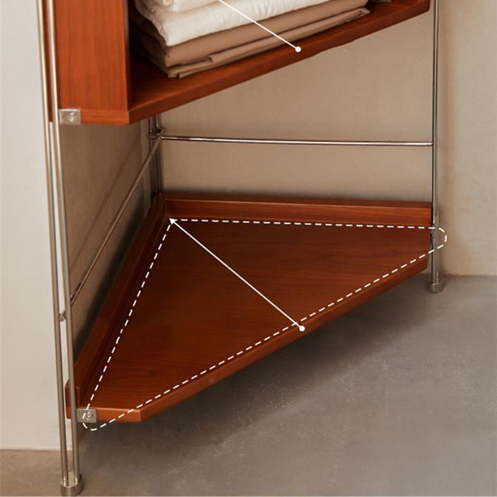 Moderner minimalistischer Eckregal-Ständer aus Spanplatte und Stahl, rechteckig, 5 Ebenen, für das Wohnzimmer 