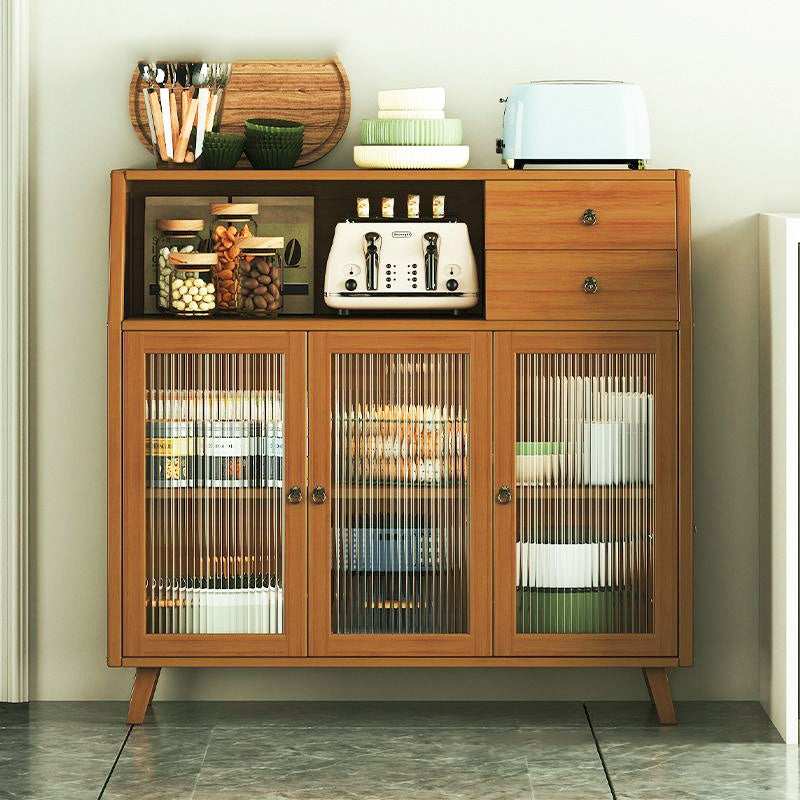 Contemporary Scandinavian Rectangular Nan Bamboo Composite Board Acrylic Storage Cabinet 2-Drawer For Dining Room