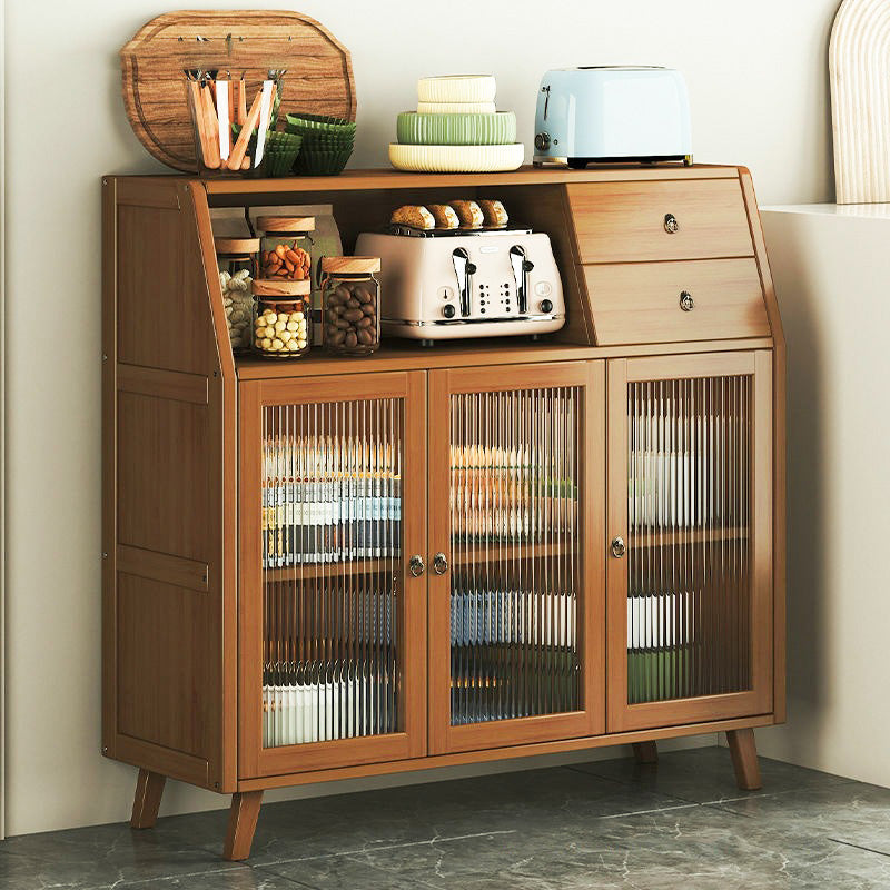 Contemporary Scandinavian Rectangular Nan Bamboo Composite Board Acrylic Storage Cabinet 2-Drawer For Dining Room