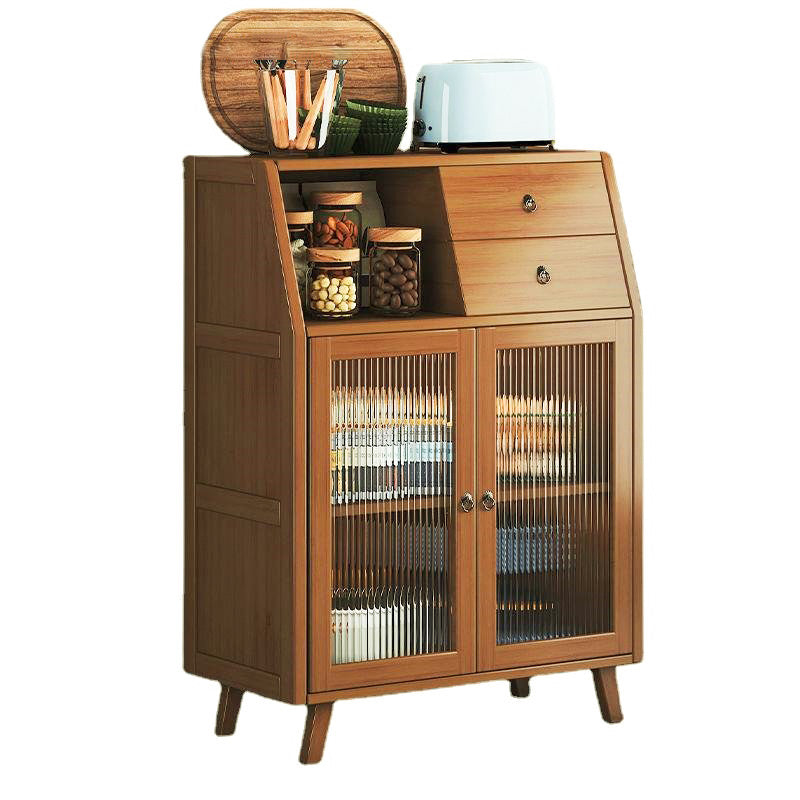 Contemporary Scandinavian Rectangular Nan Bamboo Composite Board Acrylic Storage Cabinet 2-Drawer For Dining Room