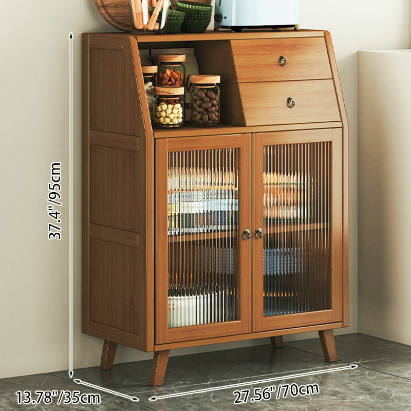 Contemporary Scandinavian Rectangular Nan Bamboo Composite Board Acrylic Storage Cabinet 2-Drawer For Dining Room