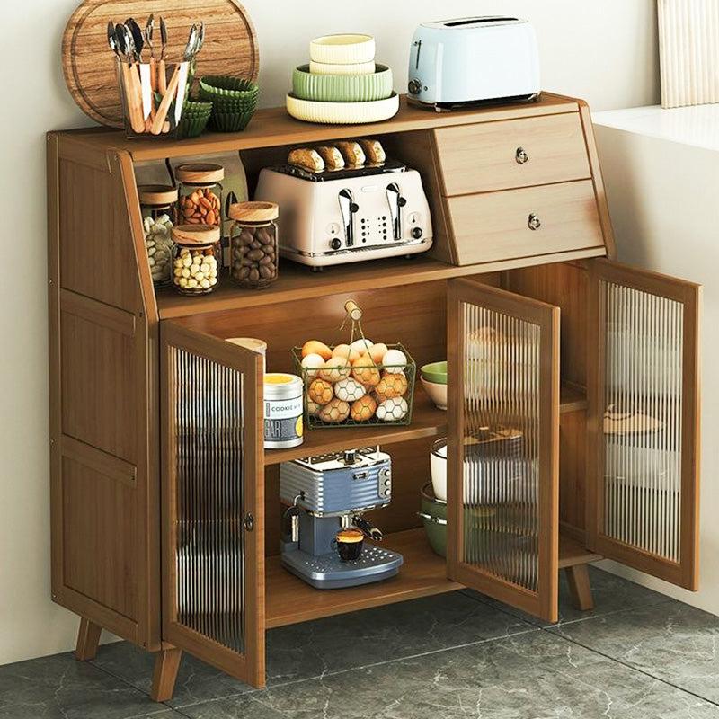 Contemporary Scandinavian Rectangular Nan Bamboo Composite Board Acrylic Storage Cabinet 2-Drawer For Dining Room