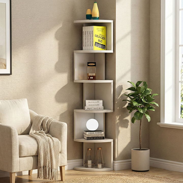 Moderne minimalistische rechteckige Bücherregale aus Spanplatte mit 4/5 Ebenen für das Wohnzimmer 