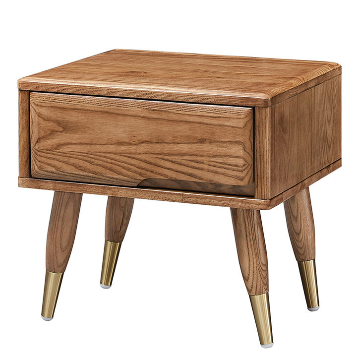 Table de nuit rectangulaire minimaliste moderne en frêne et bois massif, panneau multicouche, rangement 1/2 tiroirs pour chambre et salon 
